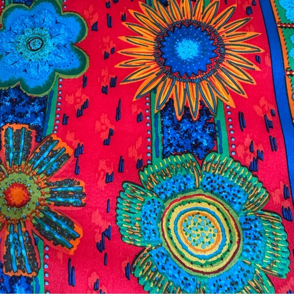 •Perry Ellis Signed Floral Geometric Print Scarf 15”x58”NWOT - Picture 8 of 12